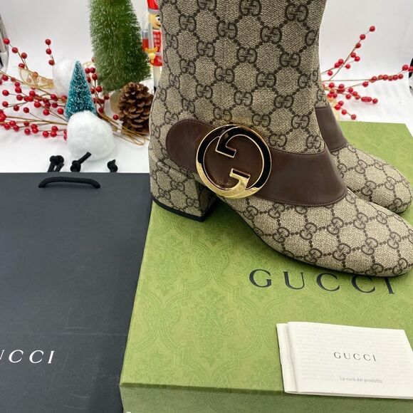 SOLD!!!!!!! Women’s Gucci GG supreme Blondie ankle boots size 38.5 made in Italy - Picture 9 of 9